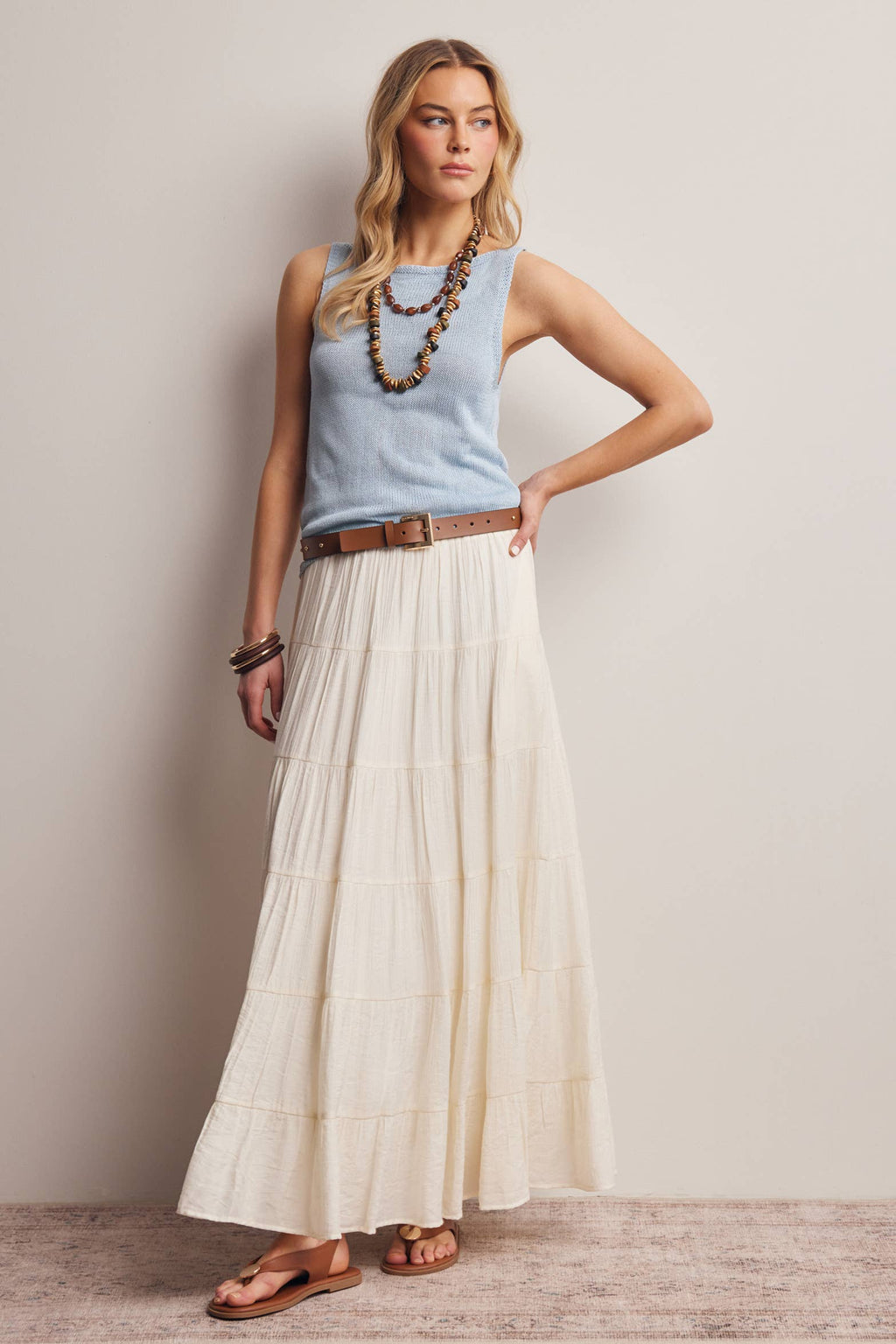 Sleeveless Cotton Knit Tank Top