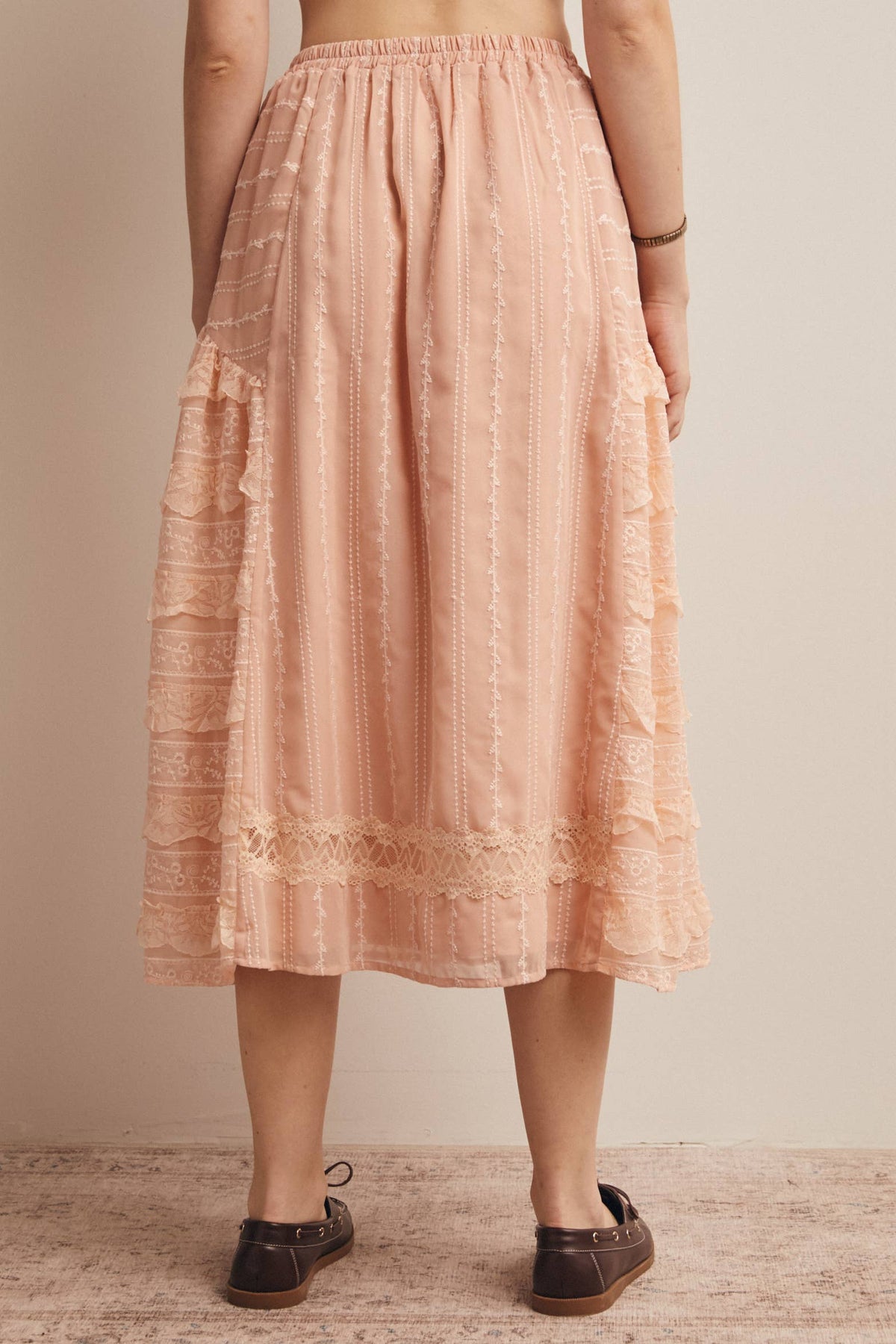 Lace Tiered Midi Skirt