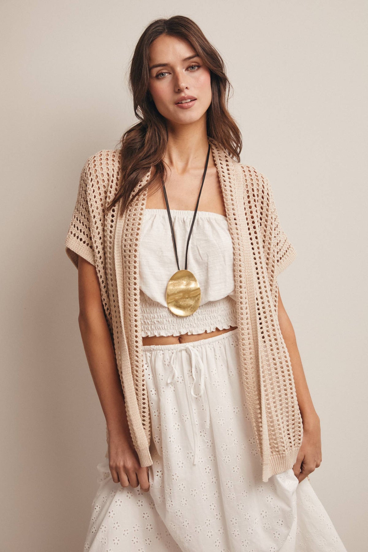 Open Knit Belted Cardigan