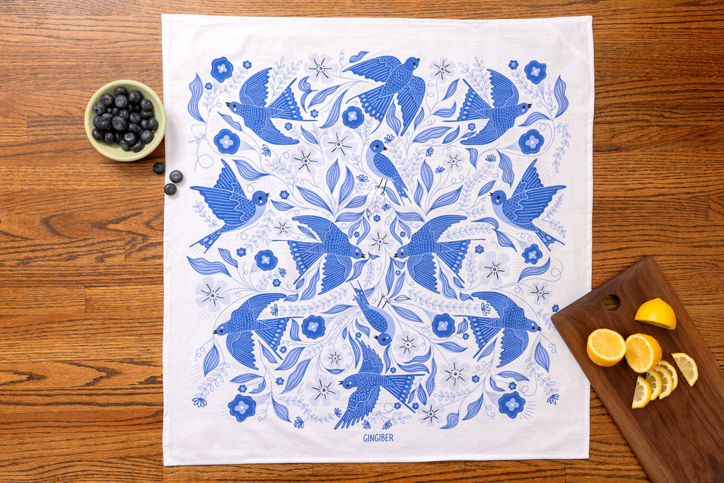 Blue Songbird Tea Towel – For Bird Lovers