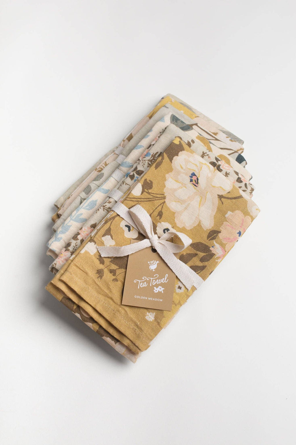 Homebody Cotton Linen Tea Towel | Gold Meadow Floral