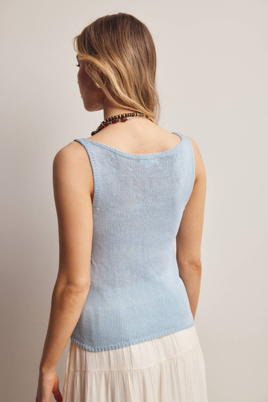 Sleeveless Cotton Knit Tank Top