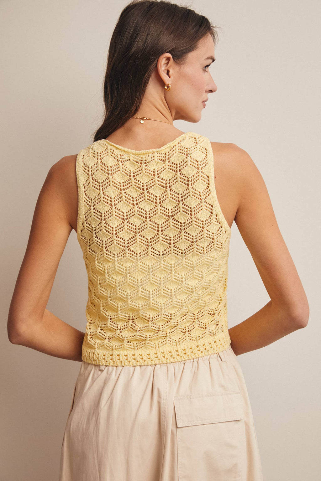 Sleeveless Crochet Knit Tank Top