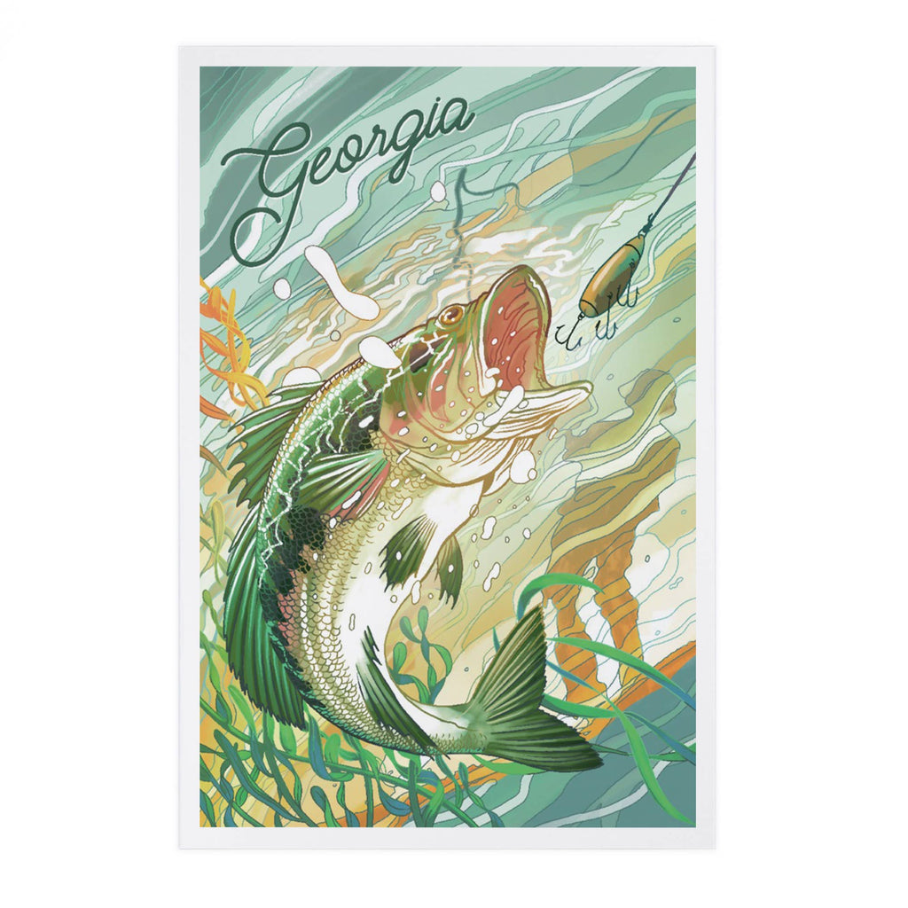 PREMIUM POSTCARDS Georgia, Fish All Day, Bass
