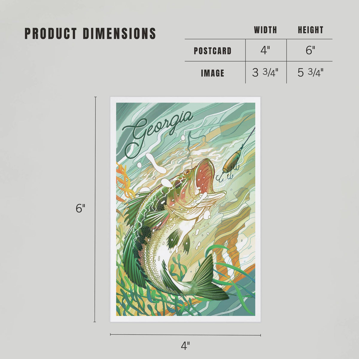 PREMIUM POSTCARDS Georgia, Fish All Day, Bass